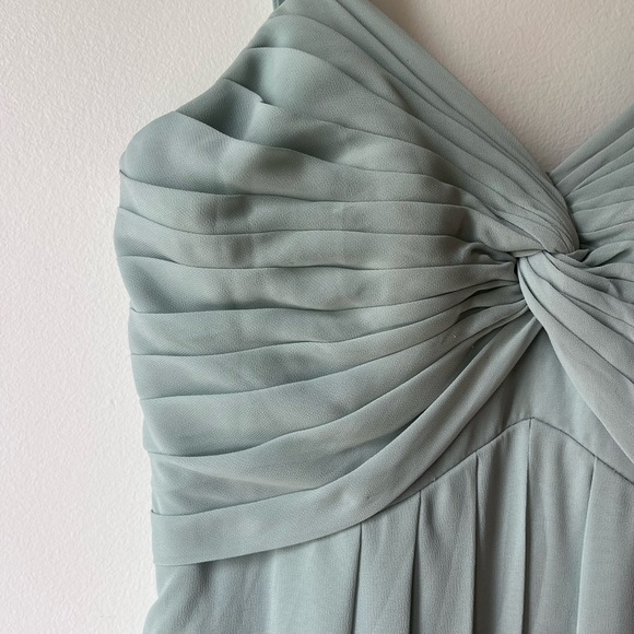 Azazie sz 4 dusty sage pleated chiffon bridesmaids gown formal dress FLAWED HEM - Picture 5 of 15